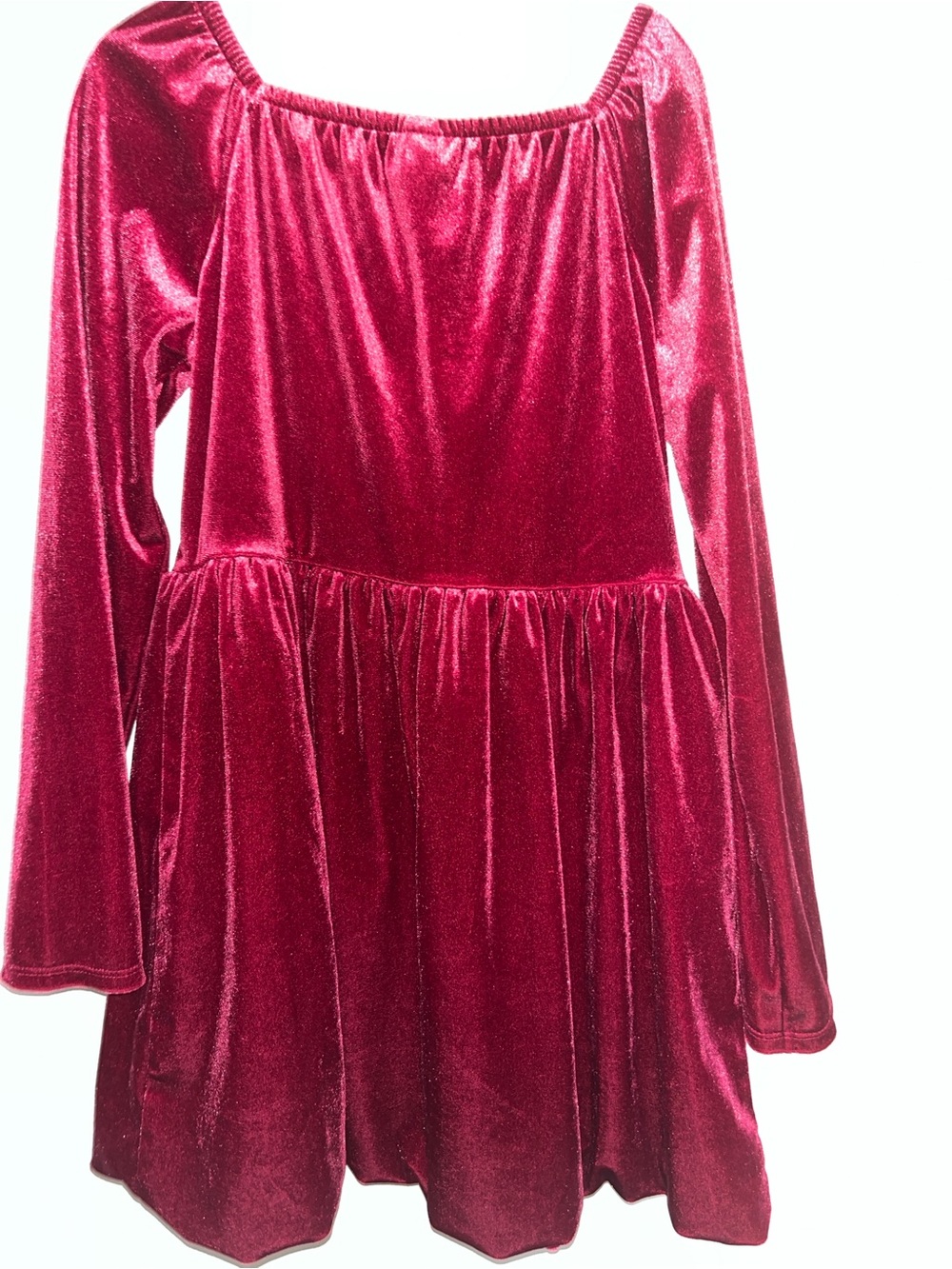 Cat & Jack Shimmery Raspberry Velvet Off-Shoulder Dress